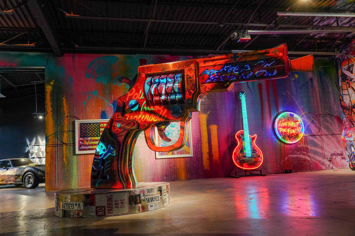 Gallery DeFi interior with immersive installations and artworks by participating artists