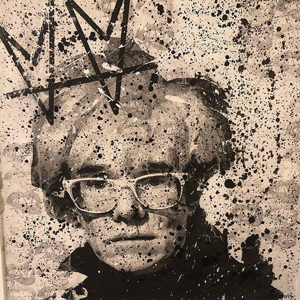absolute.warhol by not.travis, an Andy Warhol portrait with black splashes and the not.hearts mark
